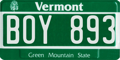 VT license plate BOY893