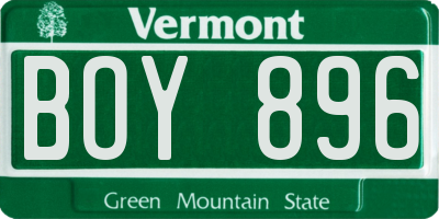 VT license plate BOY896