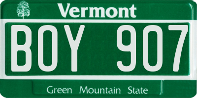 VT license plate BOY907