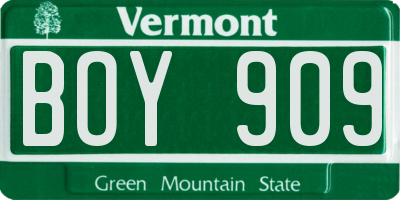 VT license plate BOY909