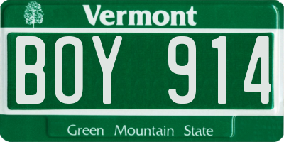 VT license plate BOY914