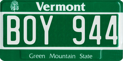 VT license plate BOY944