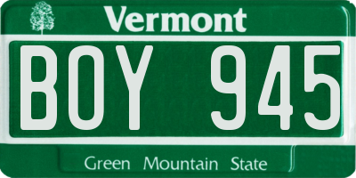 VT license plate BOY945