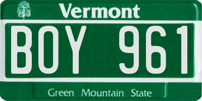 VT license plate BOY961