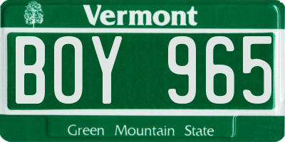 VT license plate BOY965