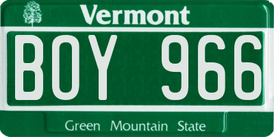 VT license plate BOY966