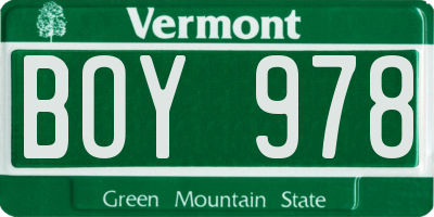 VT license plate BOY978
