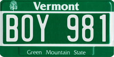 VT license plate BOY981