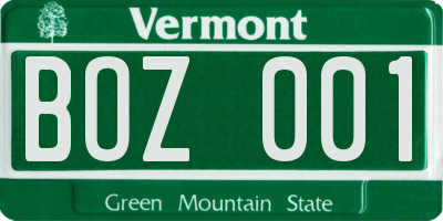 VT license plate BOZ001
