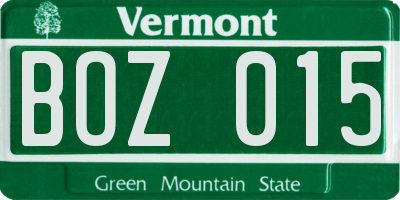VT license plate BOZ015
