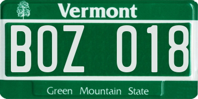 VT license plate BOZ018