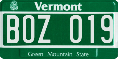 VT license plate BOZ019