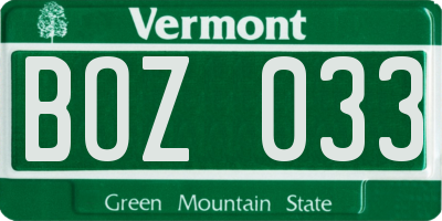 VT license plate BOZ033