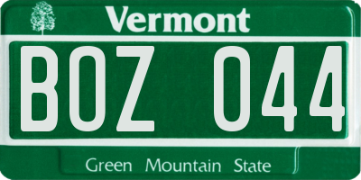 VT license plate BOZ044