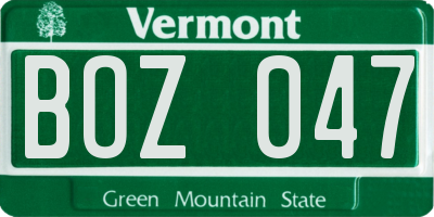 VT license plate BOZ047