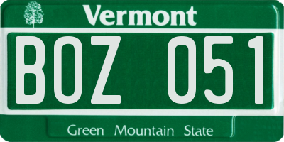 VT license plate BOZ051