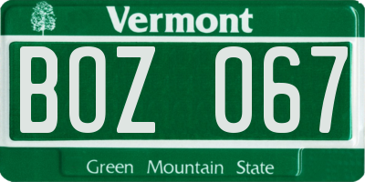 VT license plate BOZ067