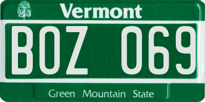 VT license plate BOZ069