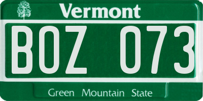 VT license plate BOZ073