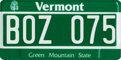 VT license plate BOZ075