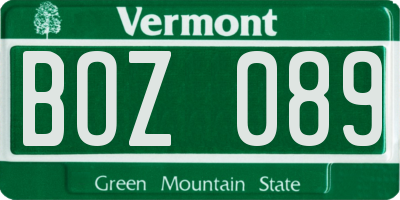 VT license plate BOZ089