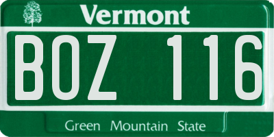 VT license plate BOZ116