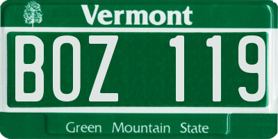 VT license plate BOZ119