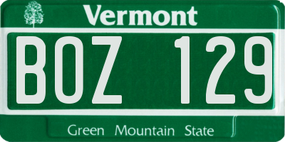 VT license plate BOZ129