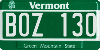 VT license plate BOZ130
