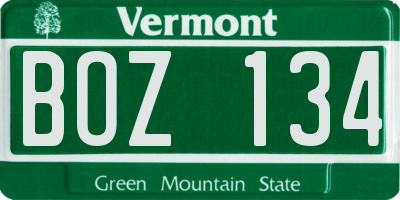 VT license plate BOZ134