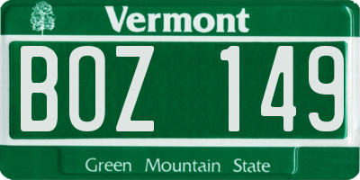 VT license plate BOZ149