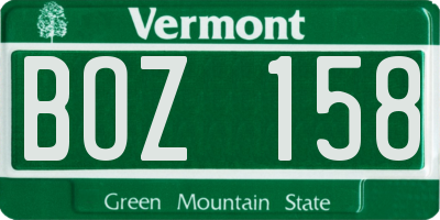 VT license plate BOZ158