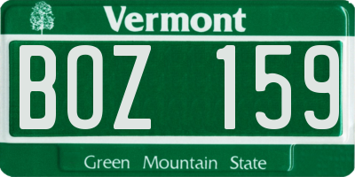 VT license plate BOZ159