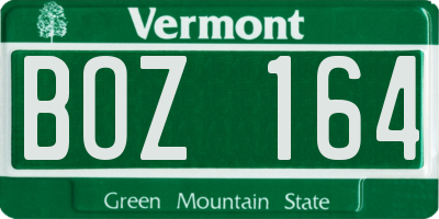 VT license plate BOZ164