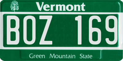 VT license plate BOZ169