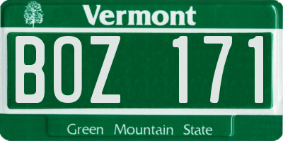 VT license plate BOZ171