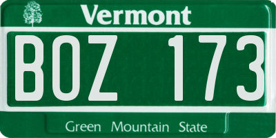 VT license plate BOZ173
