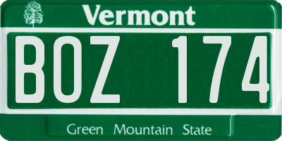 VT license plate BOZ174