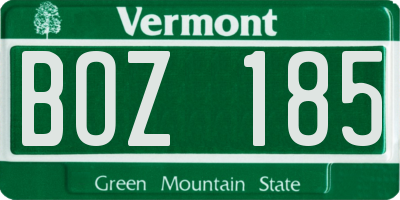 VT license plate BOZ185