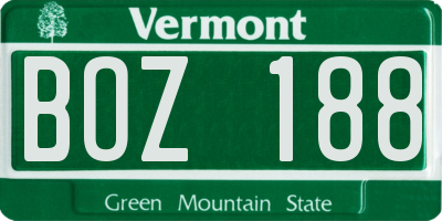 VT license plate BOZ188