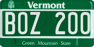 VT license plate BOZ200