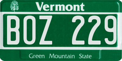VT license plate BOZ229