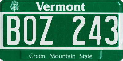 VT license plate BOZ243
