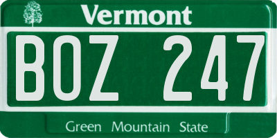 VT license plate BOZ247