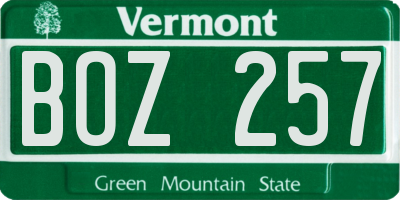 VT license plate BOZ257