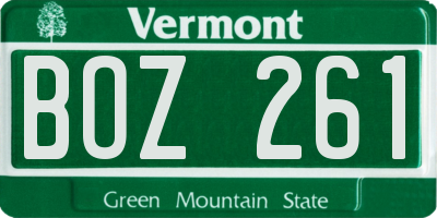 VT license plate BOZ261
