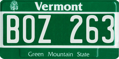 VT license plate BOZ263