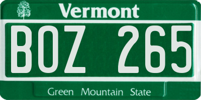 VT license plate BOZ265