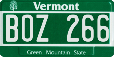 VT license plate BOZ266