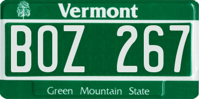 VT license plate BOZ267